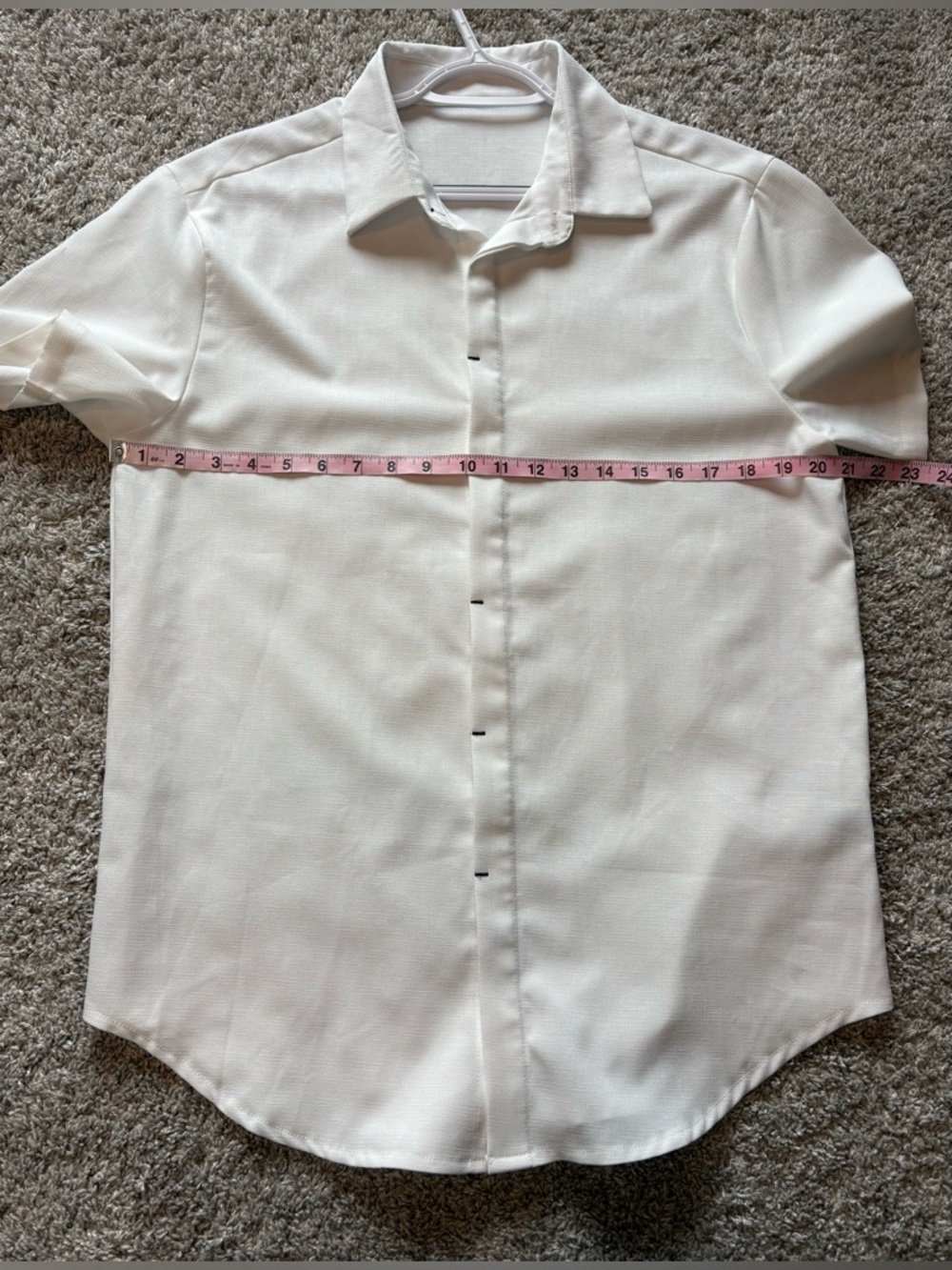 Shein White Short Sleeve Casual Button Down Shirt Size Medium - Picture 5 of 5